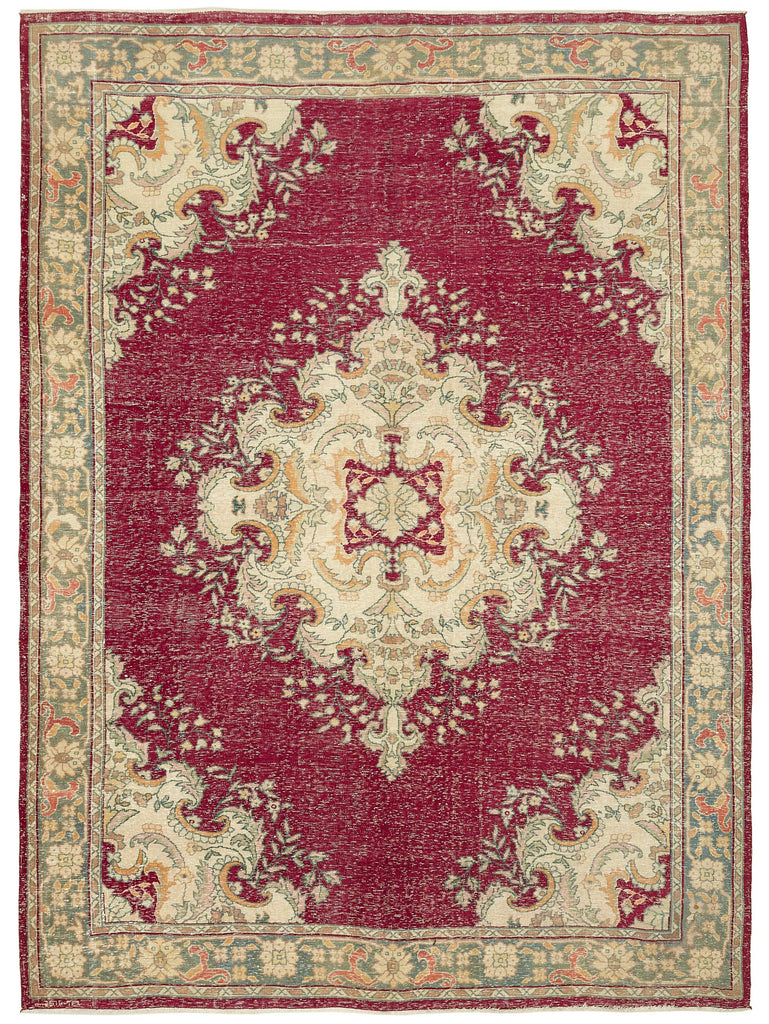 Beige vintage Persian rug 49448, 2.44 x 3.31 metres – full rug