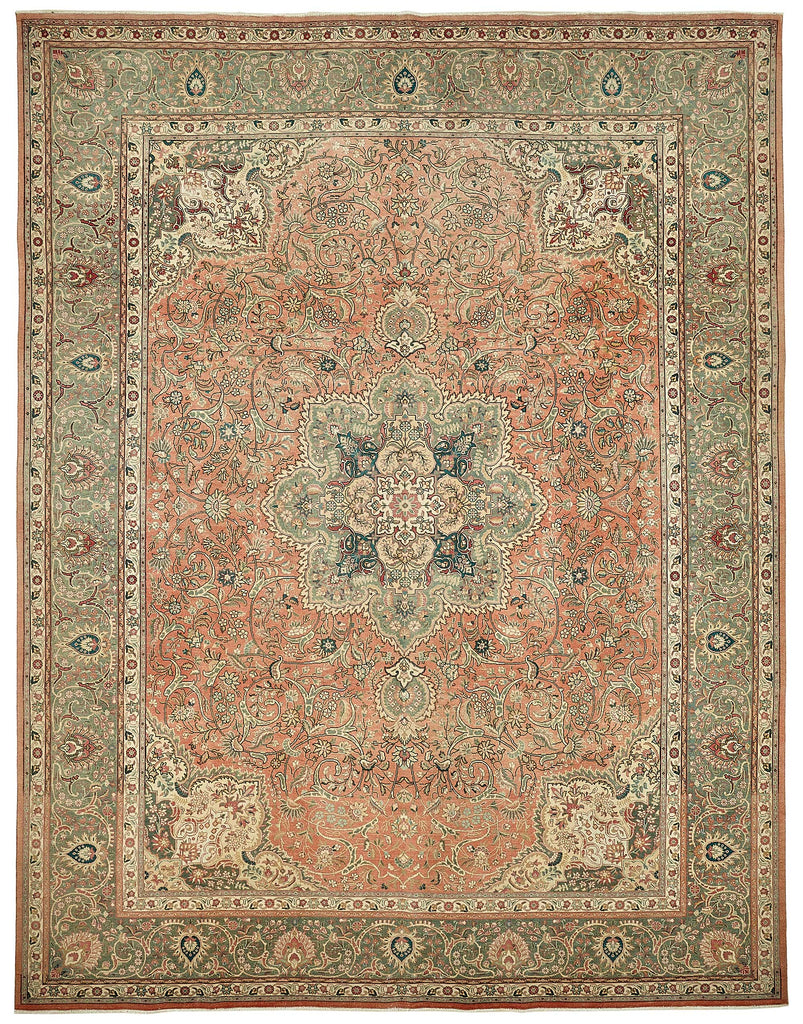 Beige vintage Persian rug 49700, 3.03 x 3.91 metres – full rug