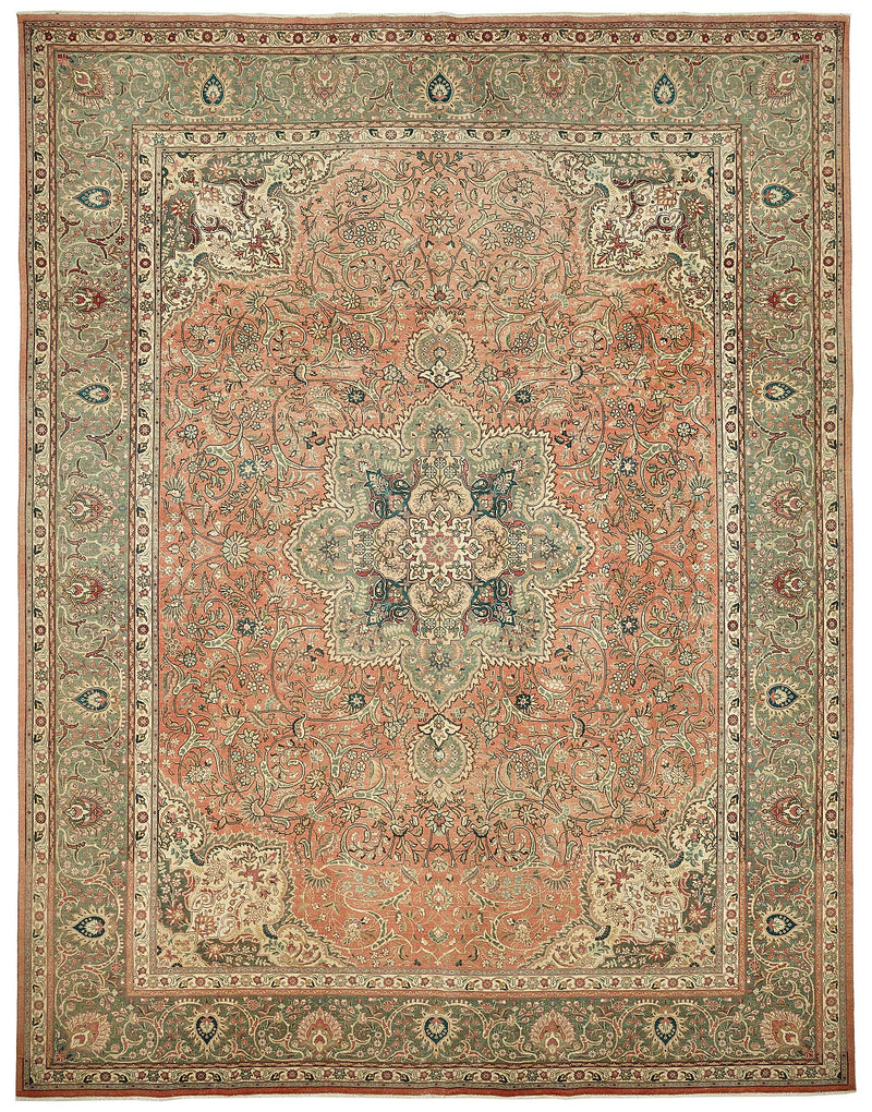 Beige vintage Persian rug 49700, 3.03 x 3.91 metres – full rug