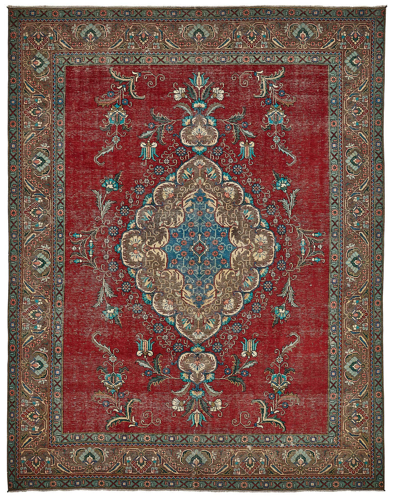 Red vintage Persian rug 49746, 3.03 x 3.92 metres – full rug