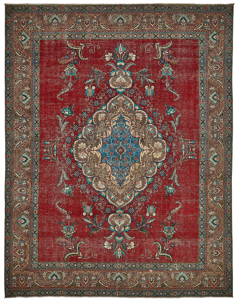 Red vintage Persian rug 49746, 3.03 x 3.92 metres – full rug