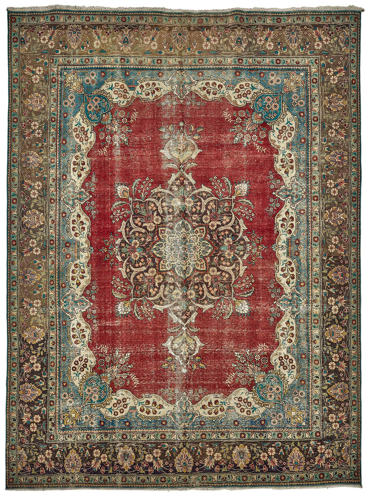 Beige vintage Persian rug 49747, 2.93 x 3.87 metres – full rug