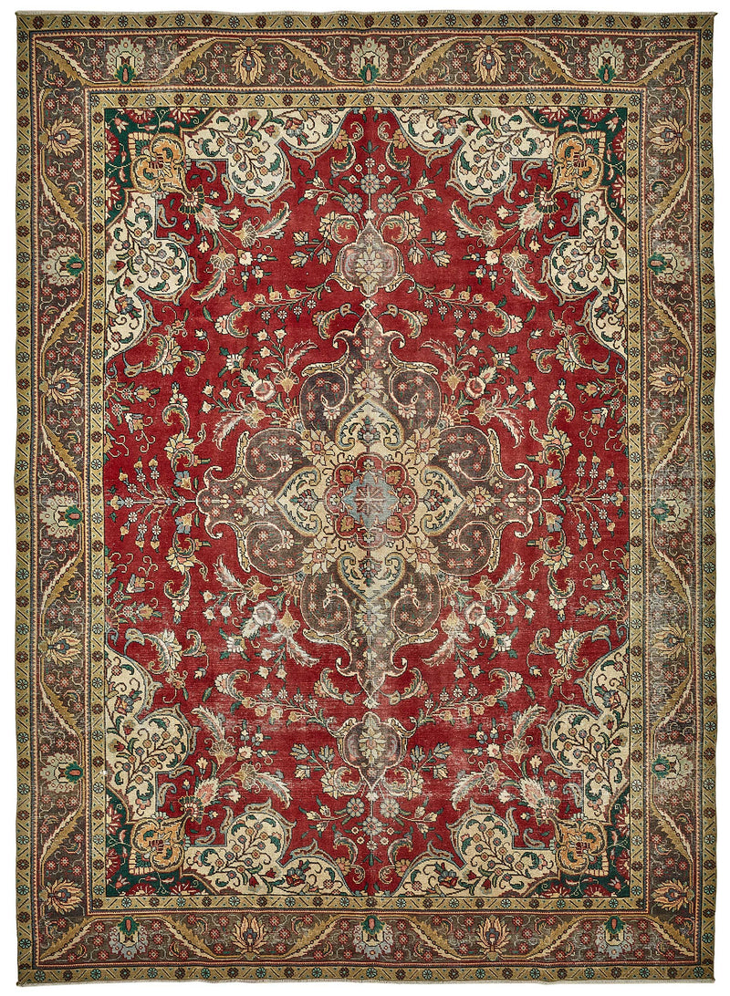 Beige vintage Persian rug 49755, 2.88 x 3.96 metres – full rug