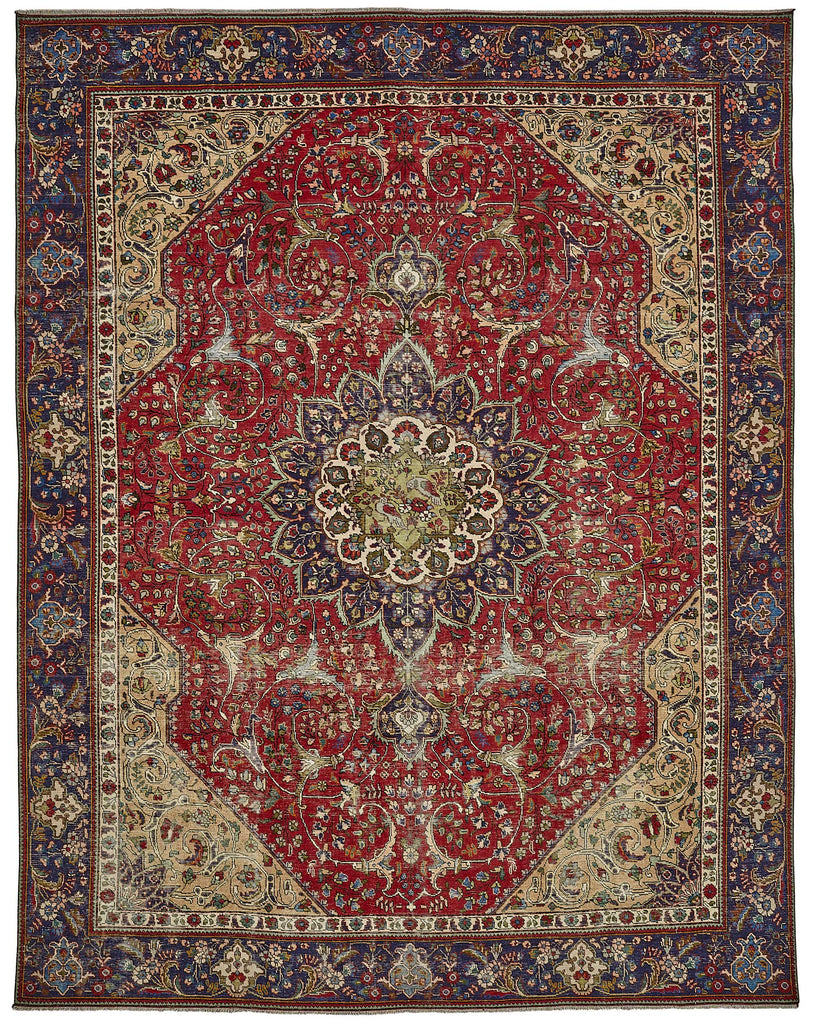 Red vintage Persian rug 49757, 2.74 x 3.63 metres – full rug