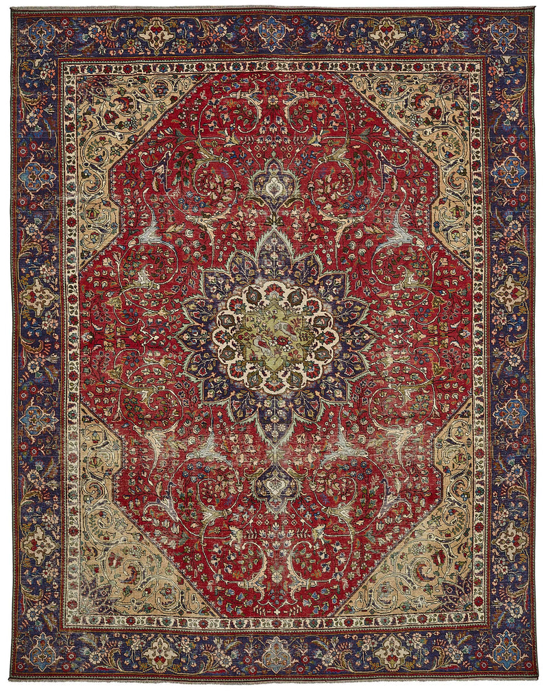 Red vintage Persian rug 49757, 2.74 x 3.63 metres – full rug