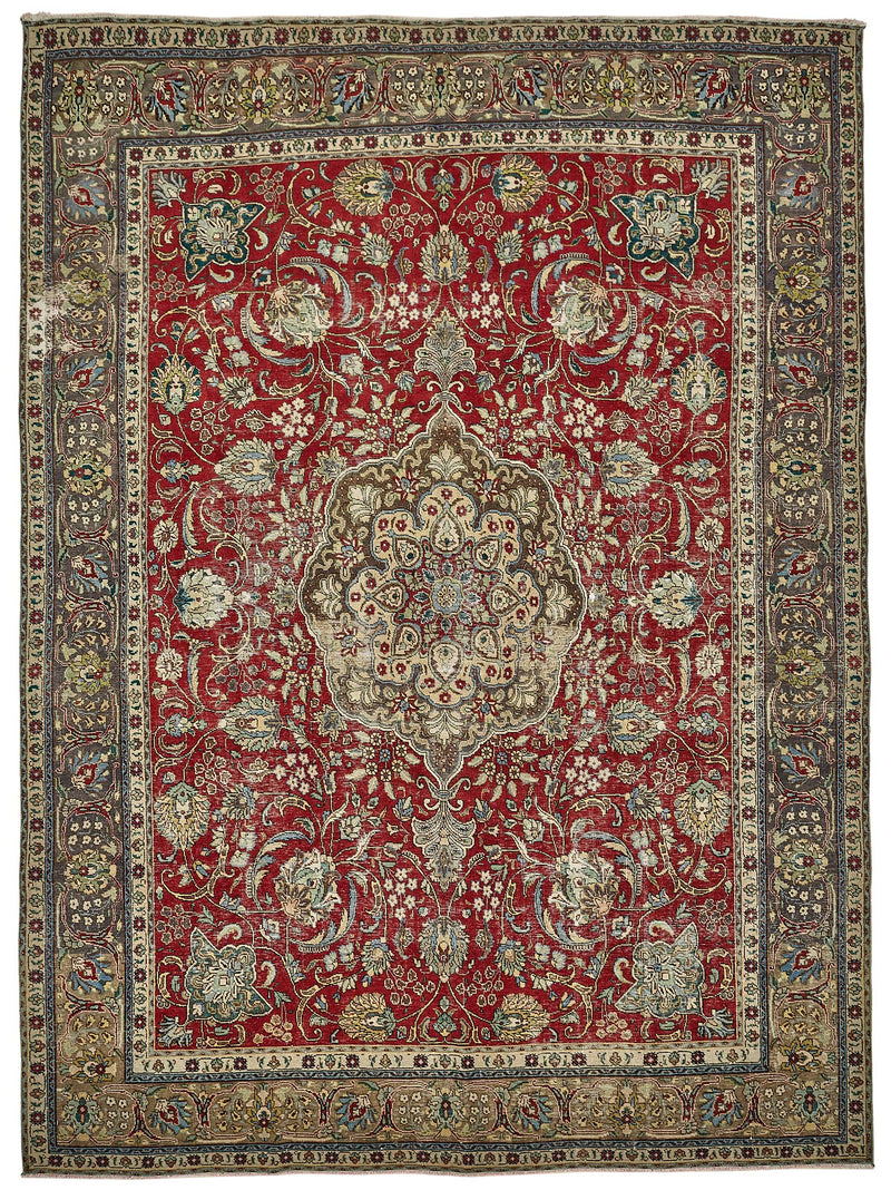 Red vintage Persian rug 49763, 2.92 x 3.87 metres – full rug