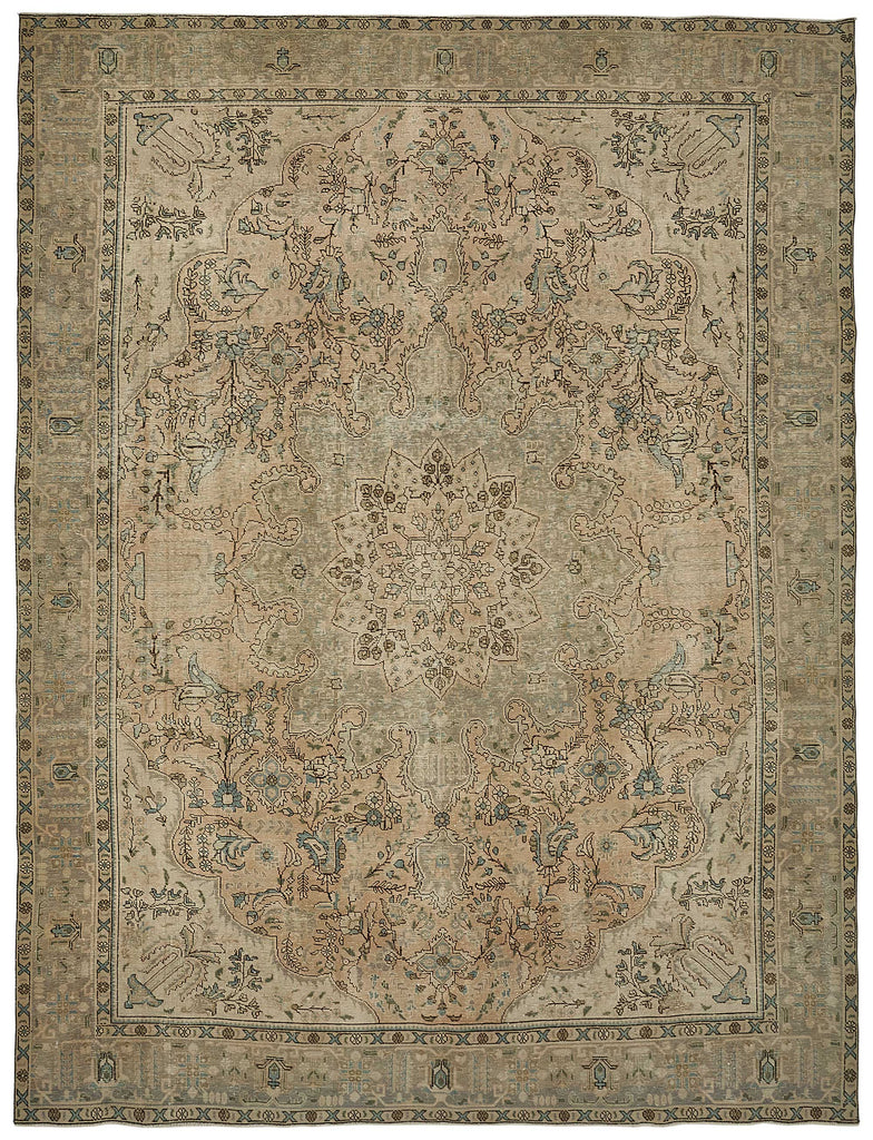 Beige vintage Persian rug 50246, 2.89 x 3.81 metres – full rug
