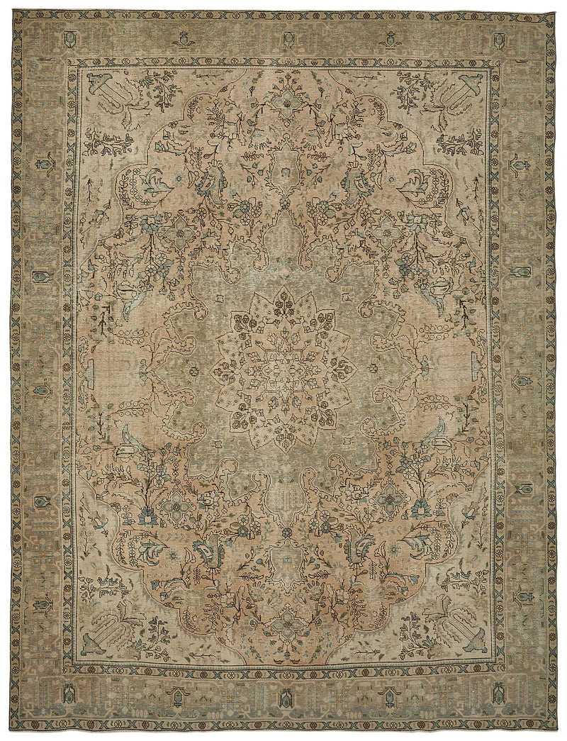 Beige vintage Persian rug 50246, 2.89 x 3.81 metres – full rug