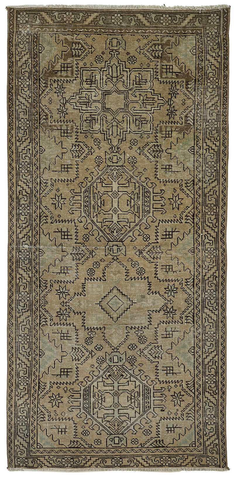 Beige vintage Persian rug 50981, 1.07 x 2.27 metres – full rug