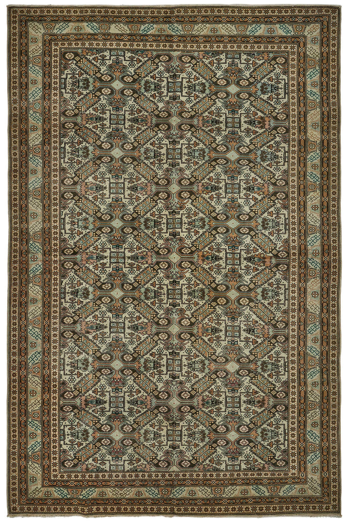Beige vintage Persian rug 50987, 2.44 x 3.66 metres – full rug