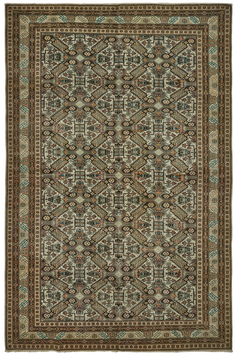 Beige vintage Persian rug 50987, 2.44 x 3.66 metres – full rug