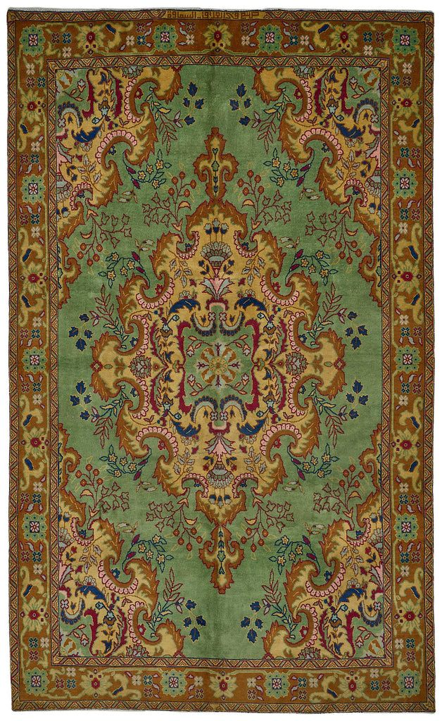 Green vintage Persian rug 50992, 2.42 x 4.02 metres – full rug