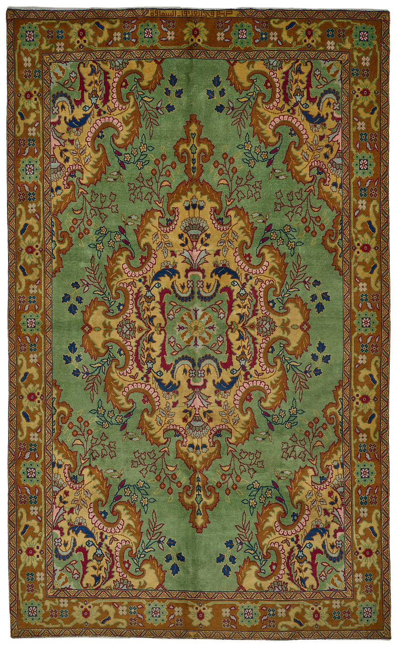 Green vintage Persian rug 50992, 2.42 x 4.02 metres – full rug