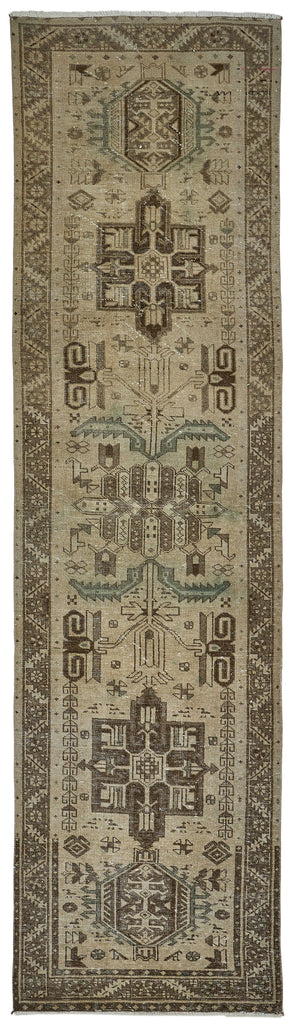 Beige vintage Persian rug 51033, 0.96 x 3.65 metres – full rug