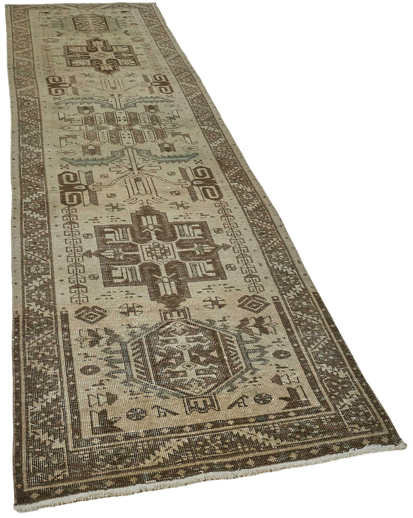 Beige vintage Persian rug 51033, 0.96 x 3.65 metres – photograph 2