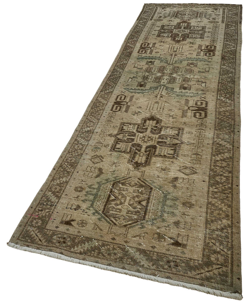 Beige vintage Persian rug 51033, 0.96 x 3.65 metres – photograph 3