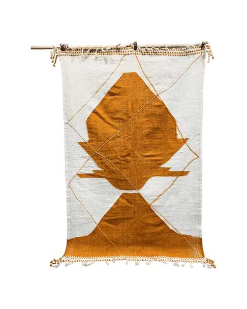 Moroccan Rug Kilim White and Orange
