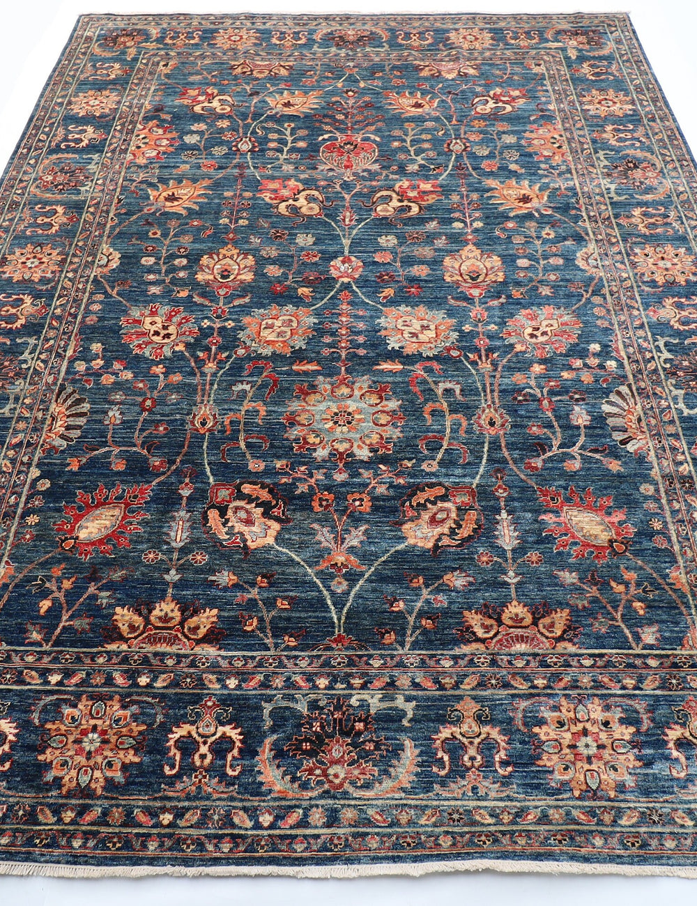 Oriental Navy Blue Sultani Suzani Hand knotted Rug, 9'1x11'11