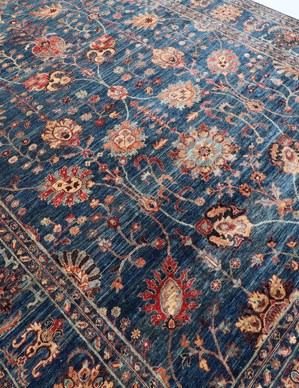 Oriental Navy Blue Sultani Suzani Hand knotted Rug, 9'1x11'11
