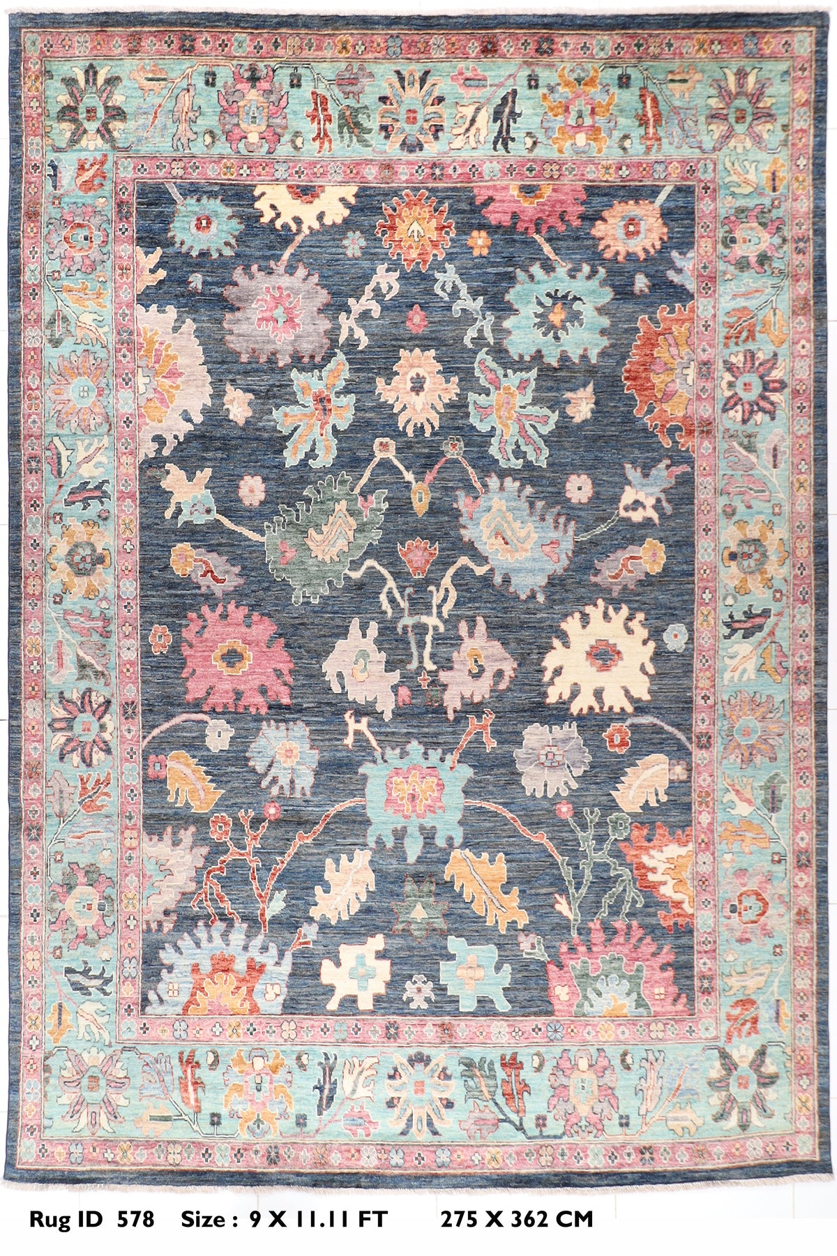Turkish Oushak Area Rug, 9x11'11