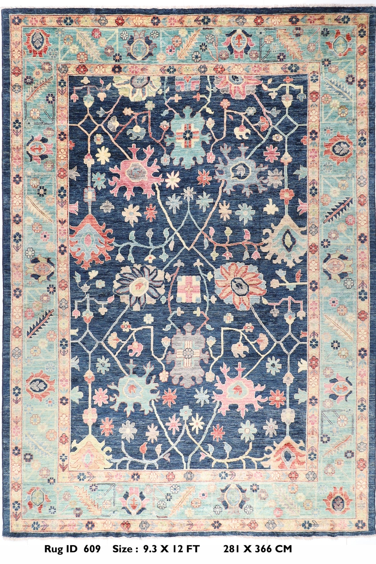 Turkish Oushak Area Rug, 9'3x12 ft
