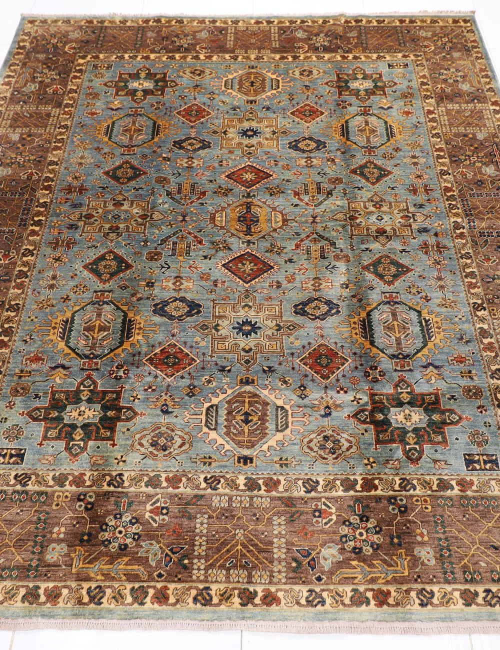 Fine Waziri Afghan Area Rug, 8x9'10 ft