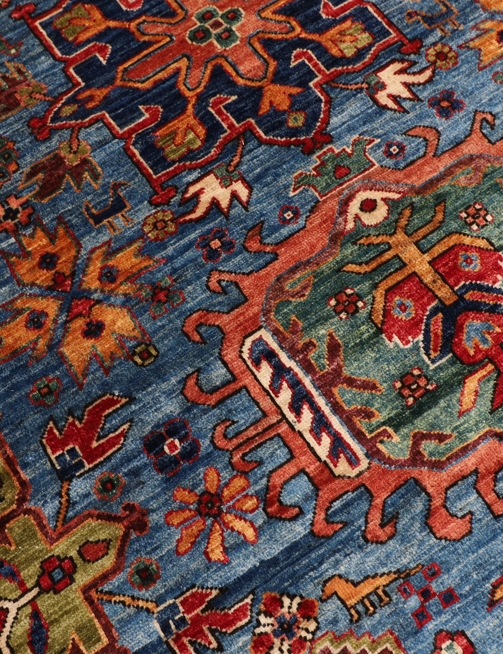 Blue Tribal Kazaak Area Rug, 9'2x11'11 ft