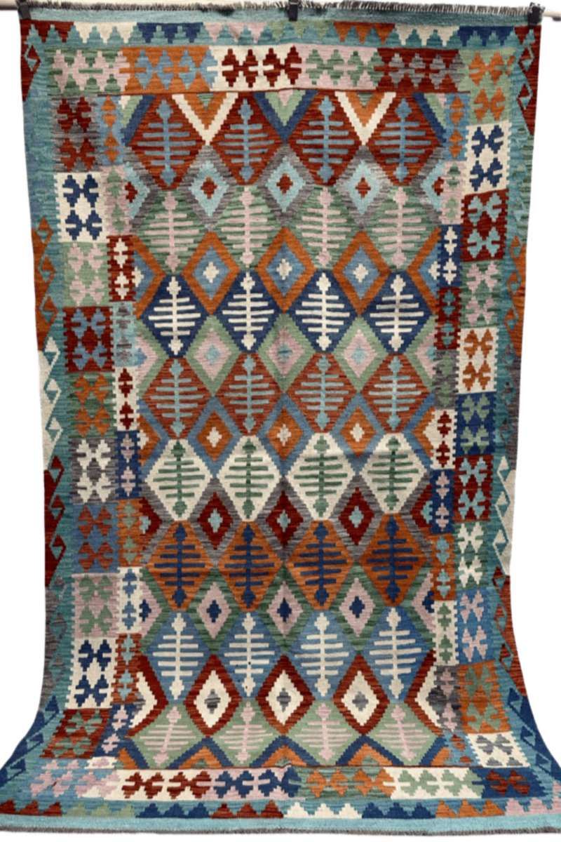 HANDMADE AFGHAN MAIMANA KILIM | 301 X 204 CM | - SamaRugs