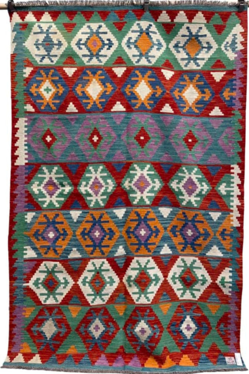 HANDMADE AFGHAN MAIMANA KILIM | 245 X 179 CM | - SamaRugs