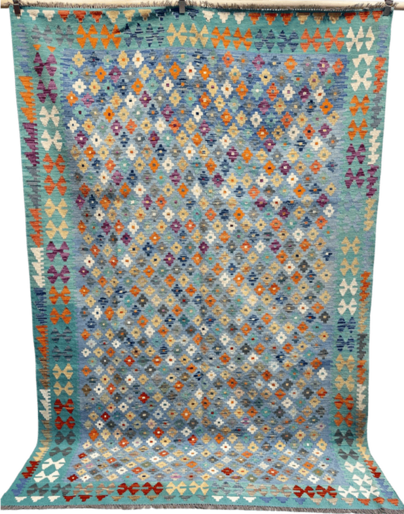 HANDMADE AFGHAN MAIMANA KILIM | 296 X 215 CM | - SamaRugs