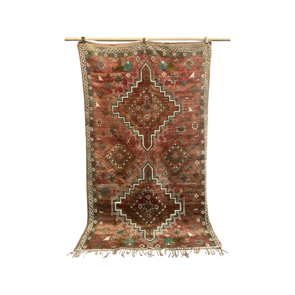 Moroccan Boujaad Vintage Red and Green - SamaRugs