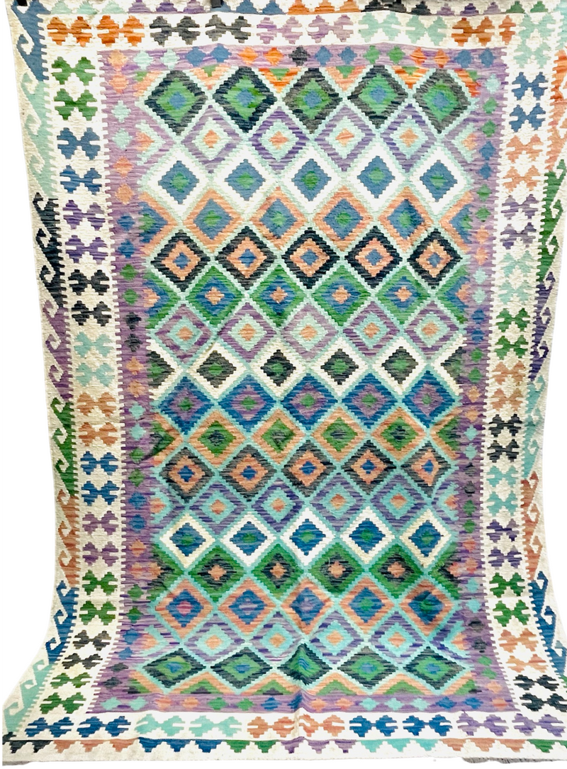 HANDMADE AFGHAN MAIMANA KILIM | 302 X 205 CM | - SamaRugs