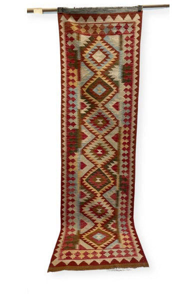 HANDMADE AFGHAN MAIMANA KILIM | 293 X 88 CM |